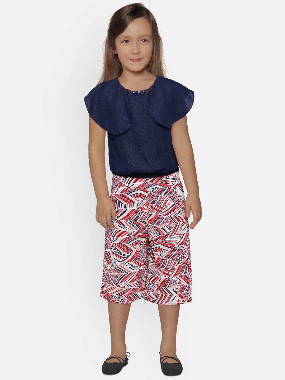 

Peppermint Girls Navy Blue Solid Top with Palazzos
