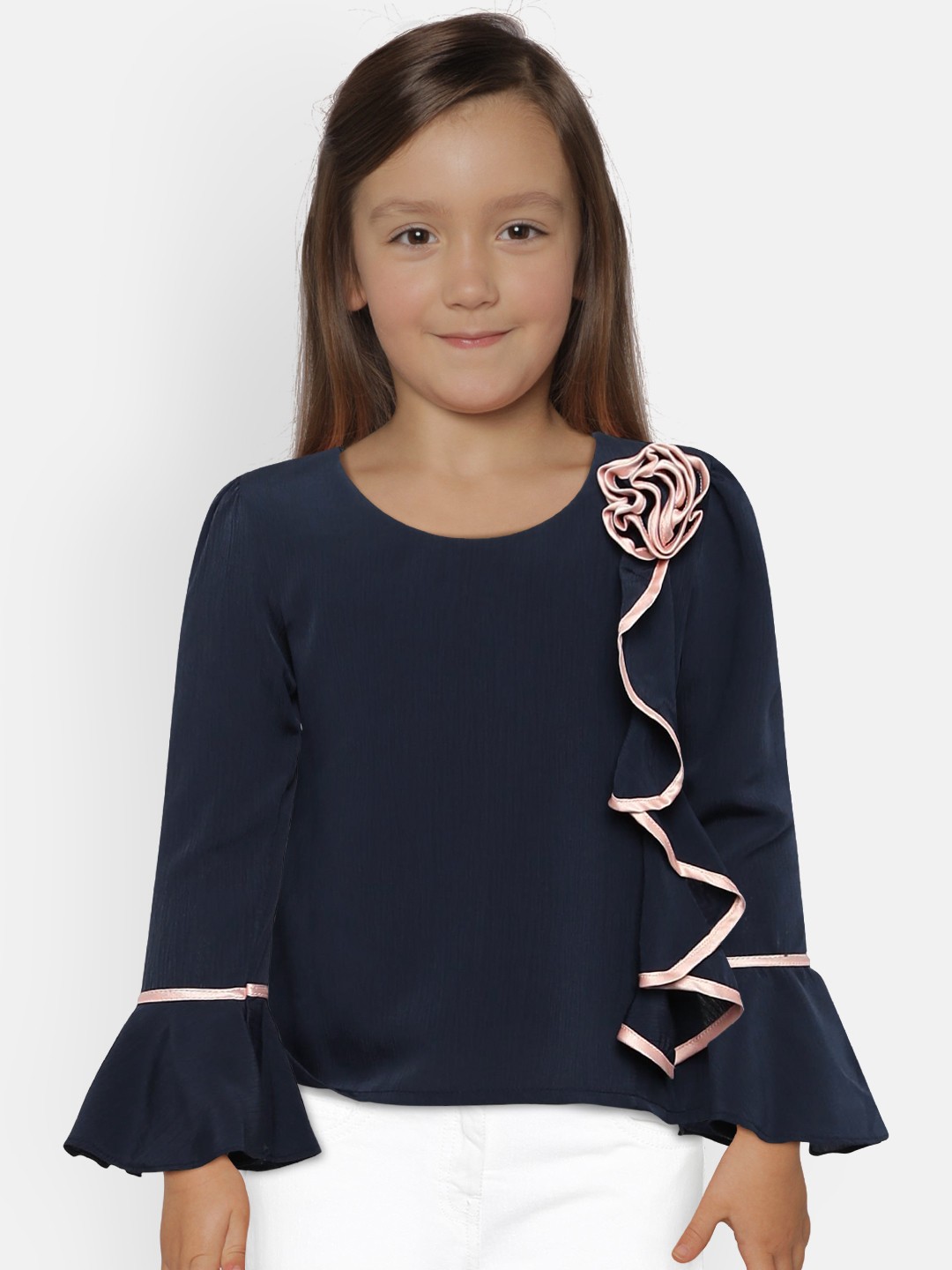 

Peppermint Girls Navy Blue Solid Top