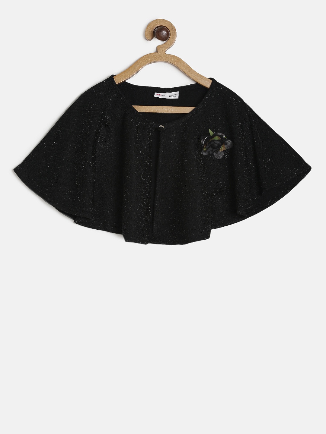 

Peppermint Black Solid Open Front Cape Shrug