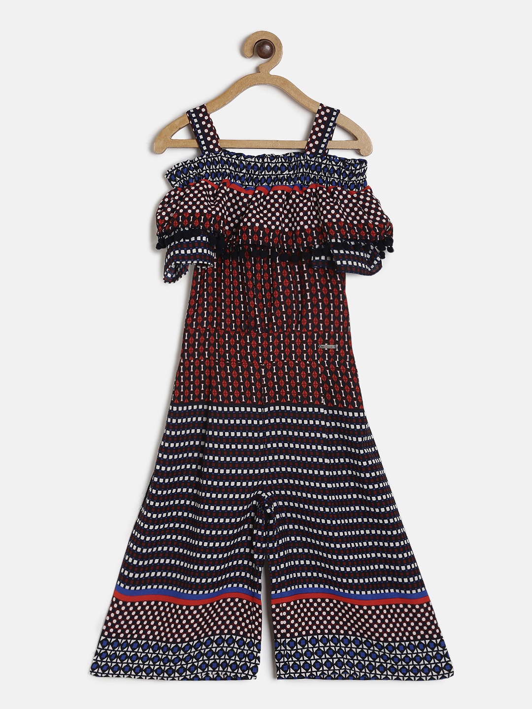 

Peppermint Girls Navy Blue & Red Printed Basic Jumpsuit