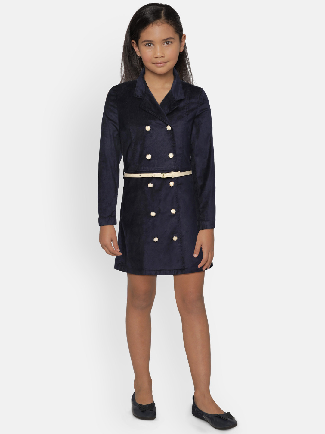 

Peppermint Girls Navy Blue Corduroy Overcoat