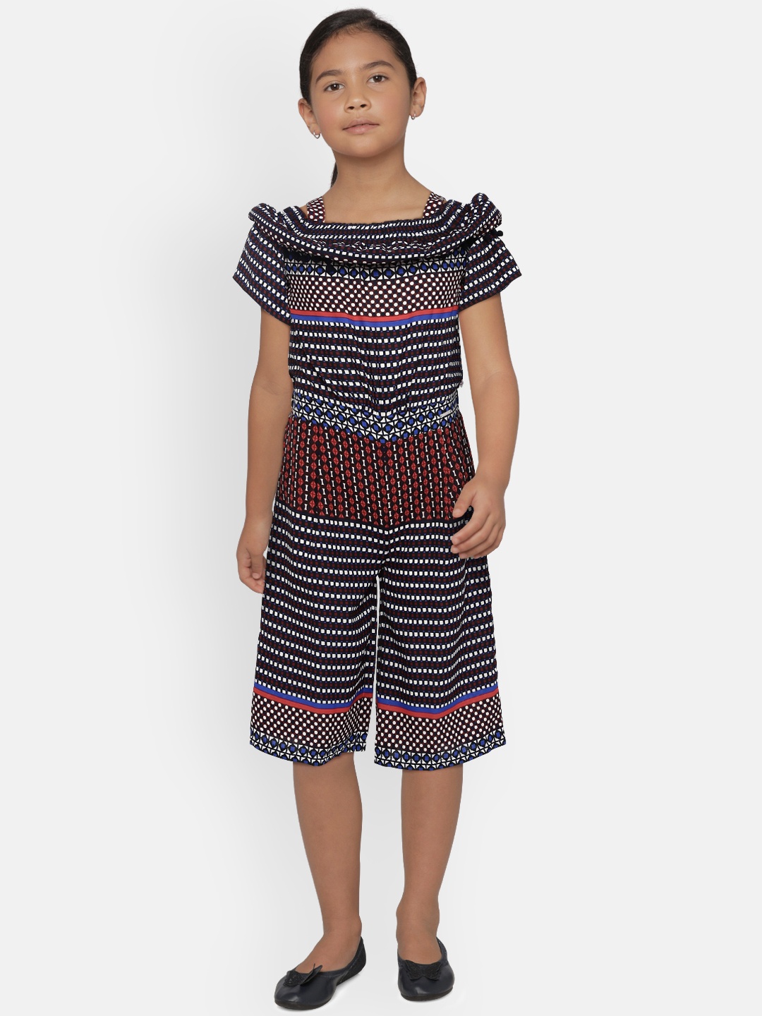 

Peppermint Girls Multicoloured Printed Basic Jumpsuit, Multi