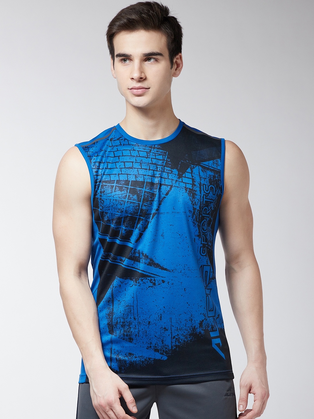 

Alcis Men Blue Printed Round Neck T-shirt