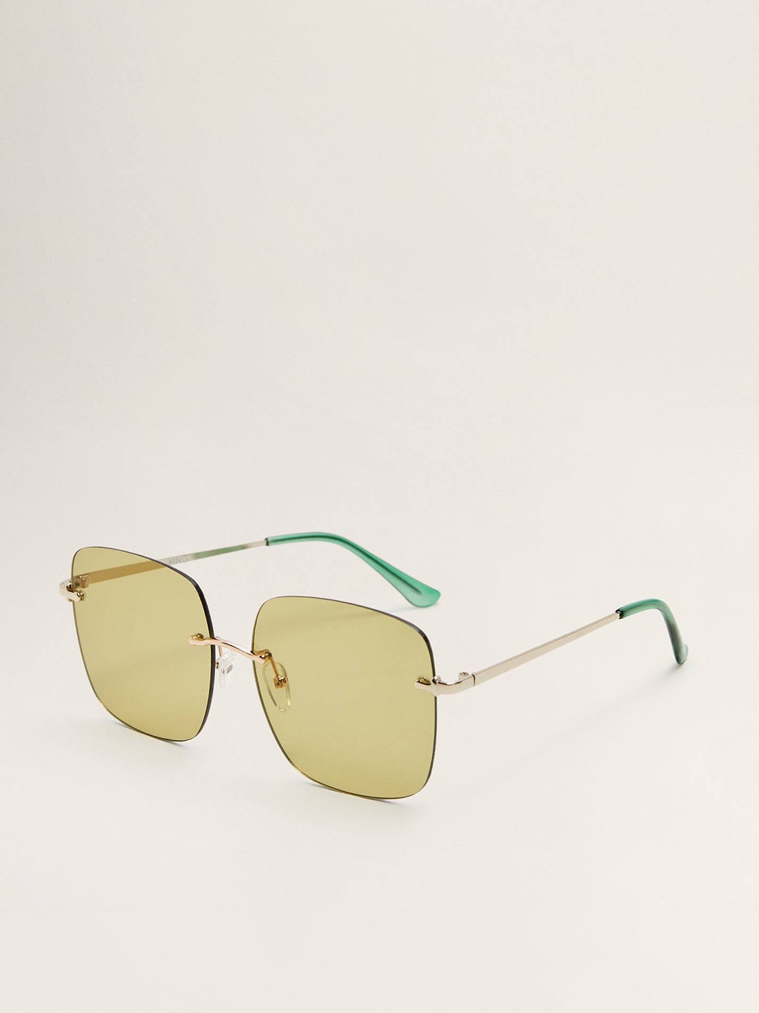 

MANGO Women Rimless Square Sunglasses with UV Protected Lens 43087744, Green