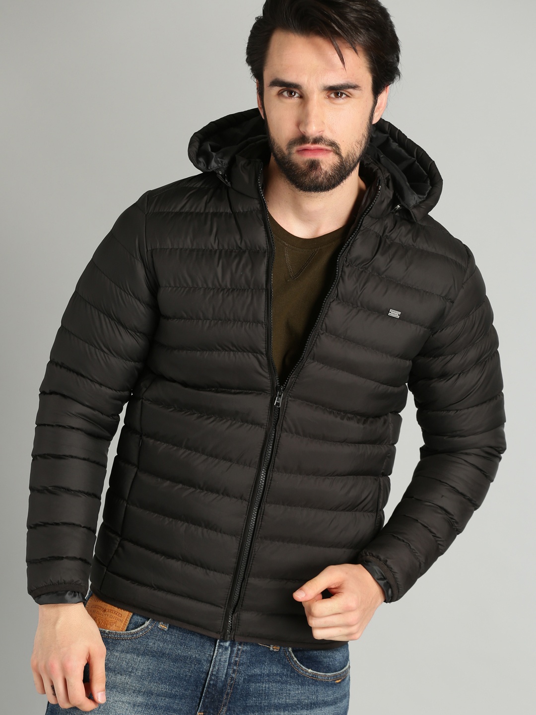 The Roadster Lifestyle Co Men Black Solid Puffer Jacket - buy at the ...