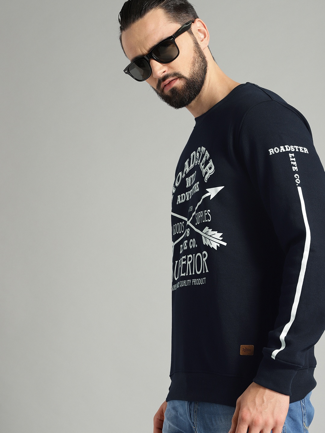 

The Roadster Lifestyle Co Men Navy Blue Printed Sweatshirt