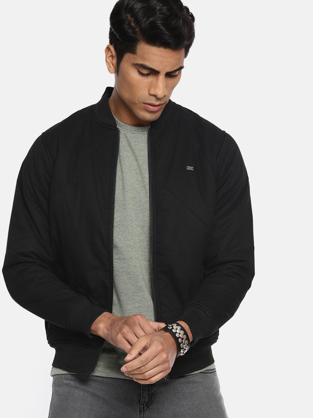 

The Roadster Lifestyle Co Men Black Solid Bomber