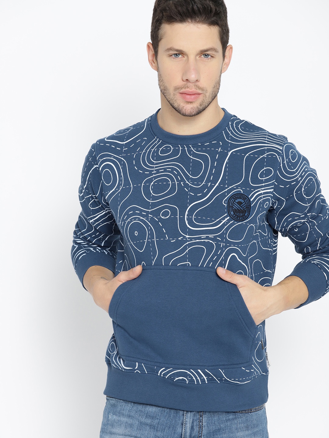

The Roadster Lifestyle Co Men Navy Blue & White Printed Sweatshirt