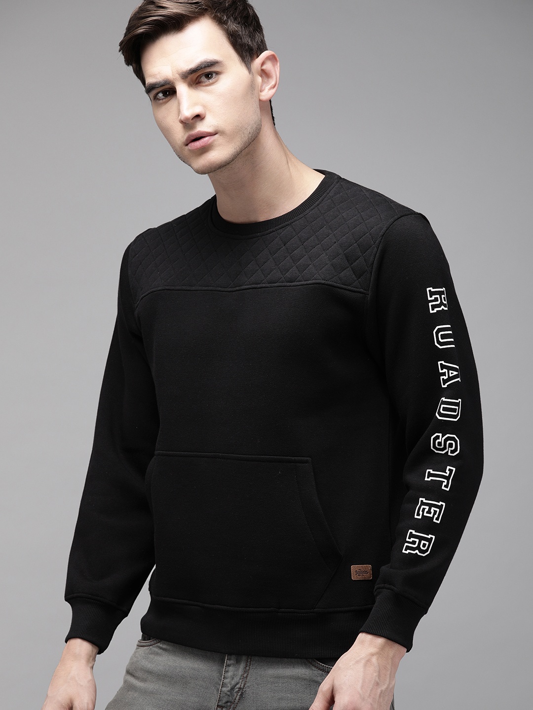 

The Roadster Lifestyle Co Men Black Solid Sweatshirt