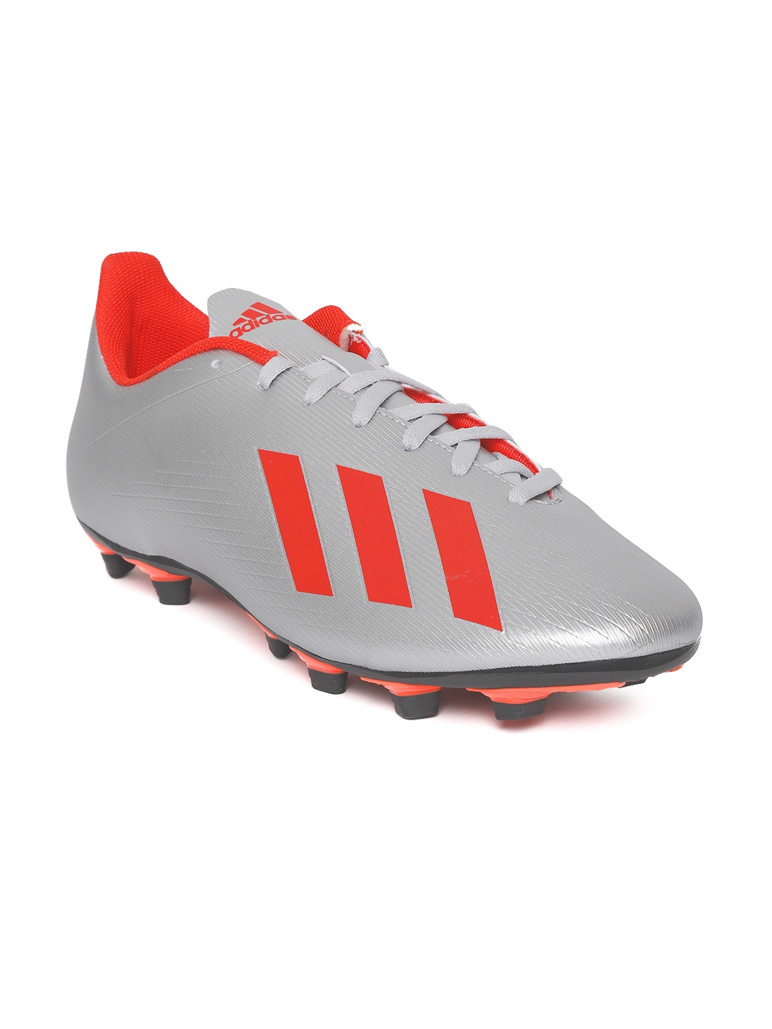 

ADIDAS Men Silver-Toned & Red Striped X 19.4 Flexible Ground Football Shoes