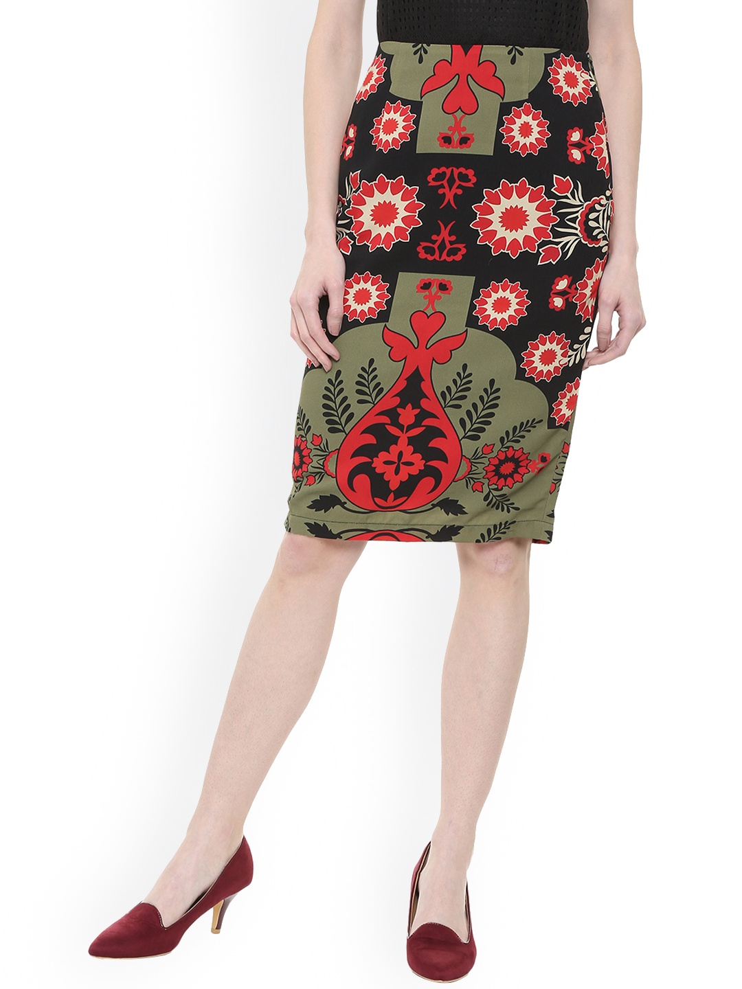 

Allen Solly Woman Multicoloured Printed Straight Skirt, Multi