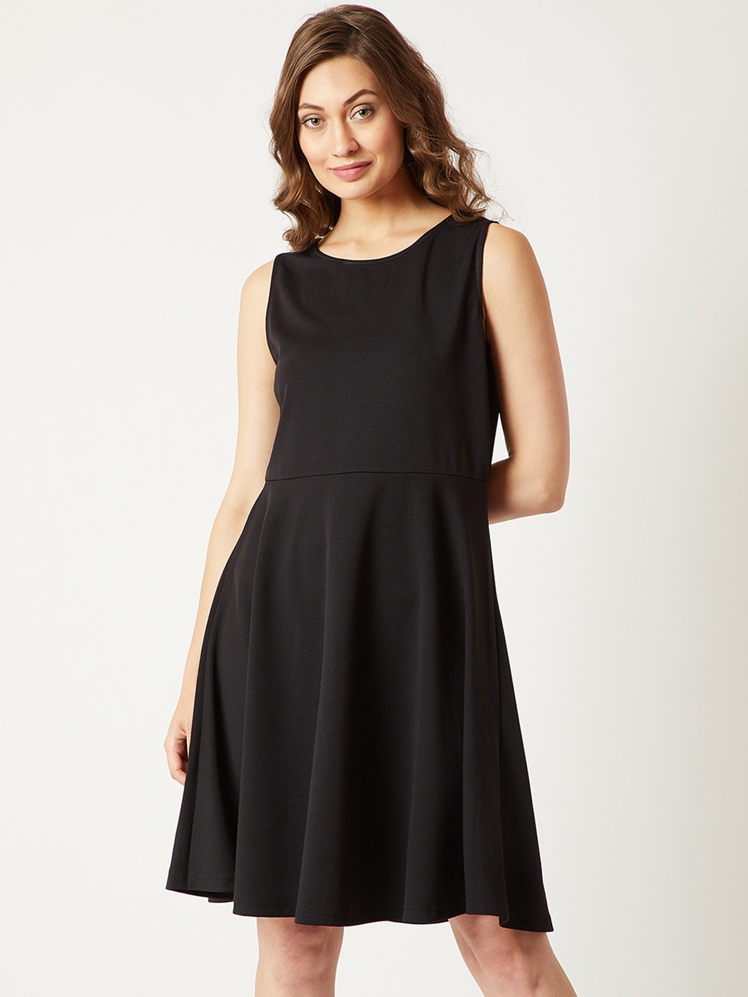 

Miss Chase Women Black Solid Fit and Flare Dress