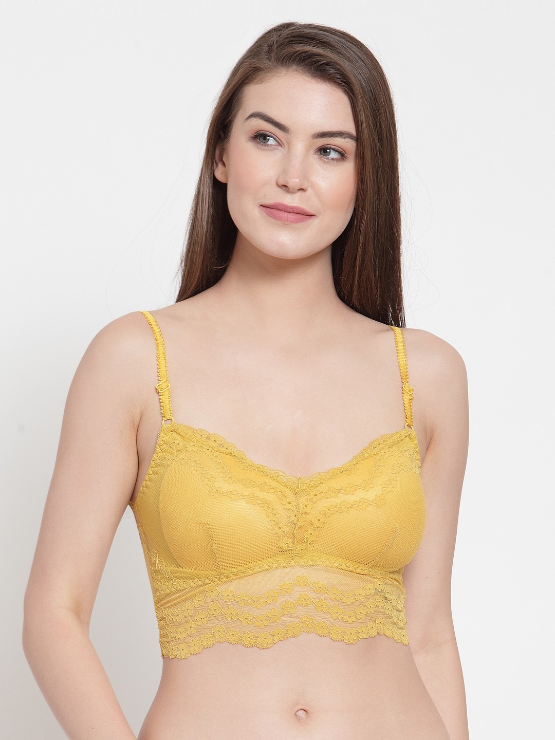 

PrettyCat Yellow Lace Non-Wired Lightly Padded Bralette Bra PC-SB-2PCS-5141-YLO-36B