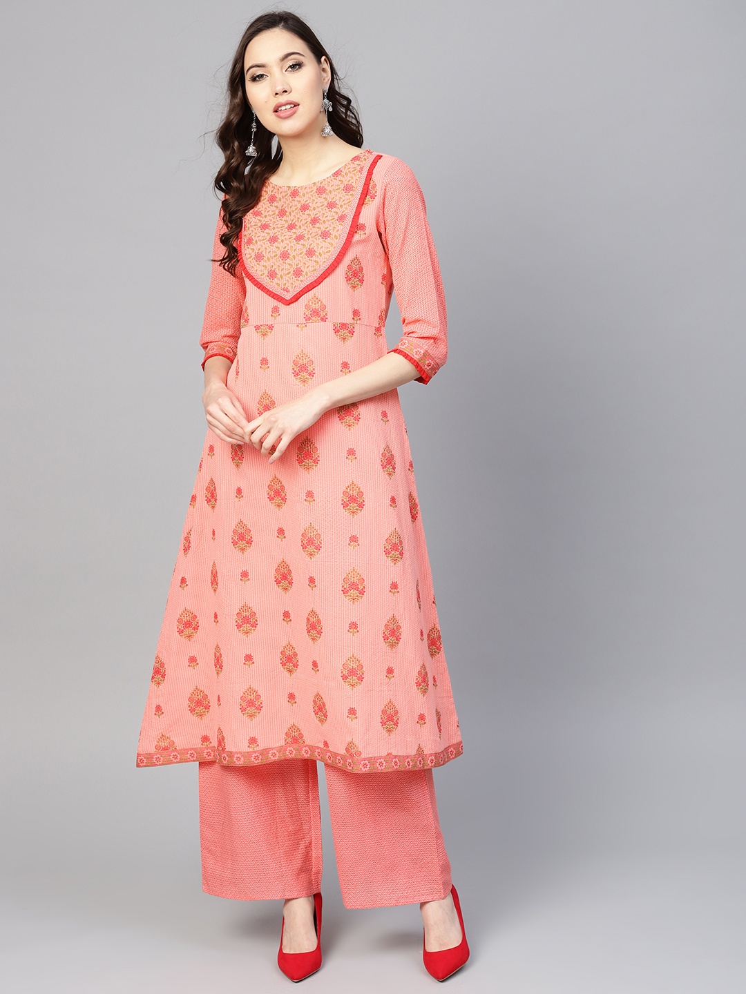 

Yuris Women Pink Printed A-Line Kurta