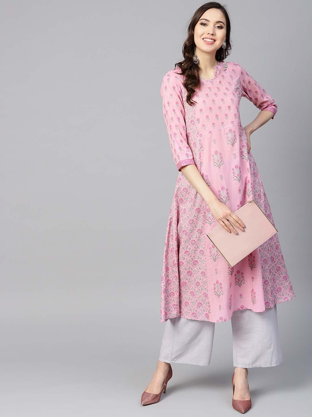 

Yuris Women Pink Printed A-Line Kurta