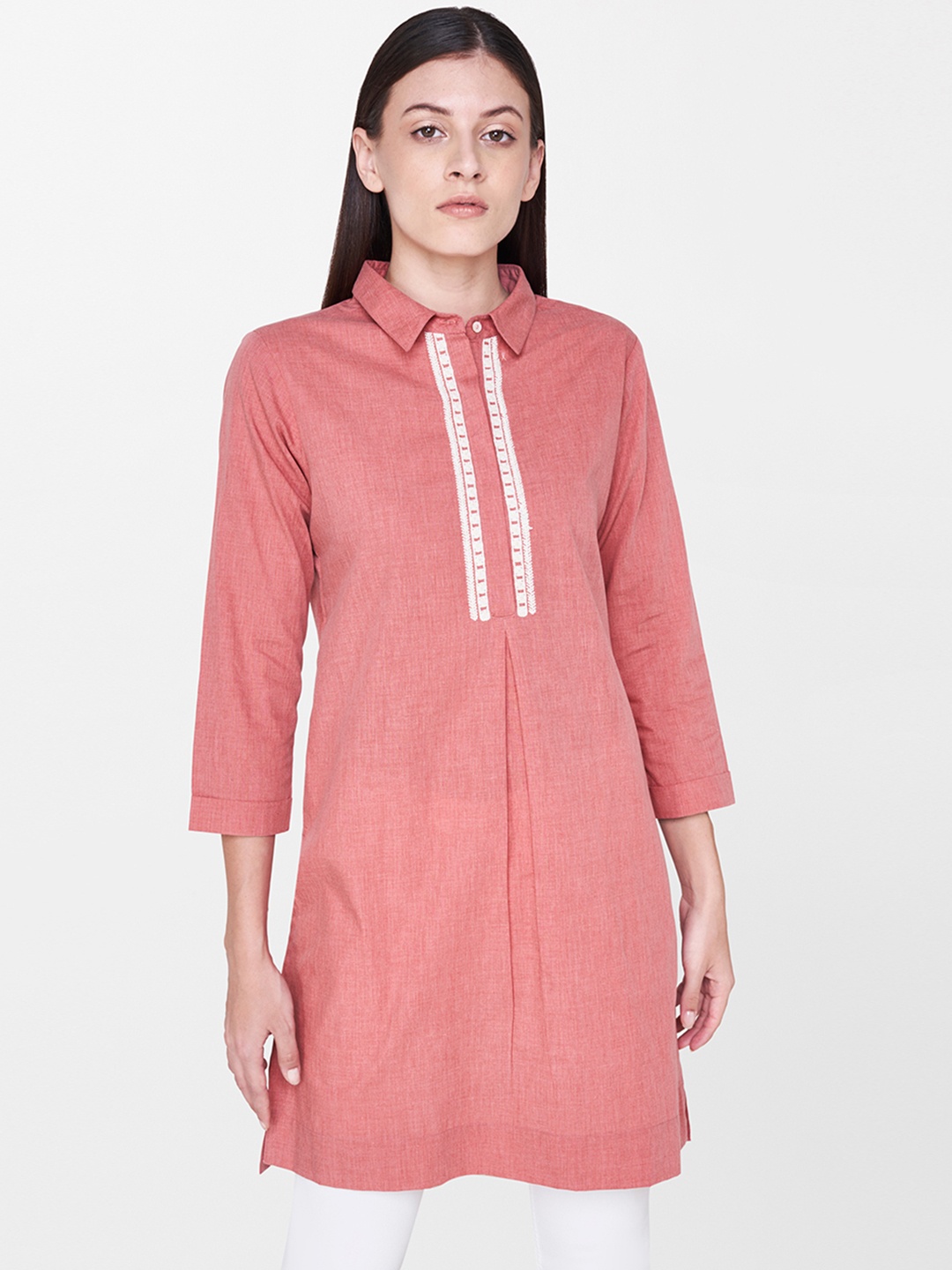 

AND Women Pink Solid Tunic