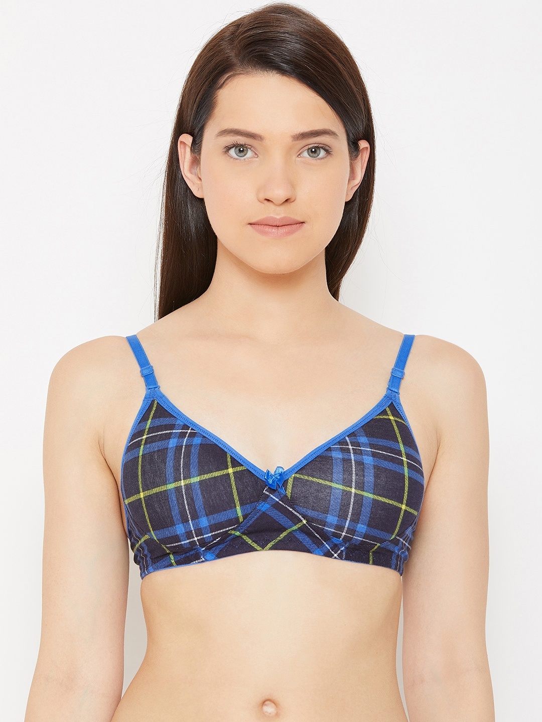 

Lady Lyka Black & Blue Checked Non-Wired Lightly Padded T-shirt Bra CLASSY-CHECKS