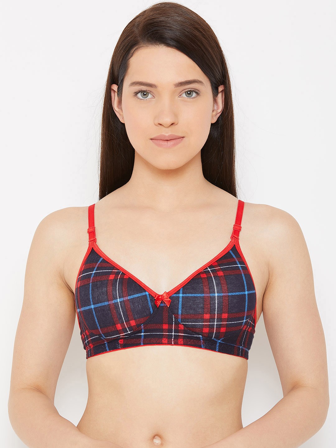 

Lady Lyka Blue & Red Printed Non-Wired Lightly Padded T-shirt Bra