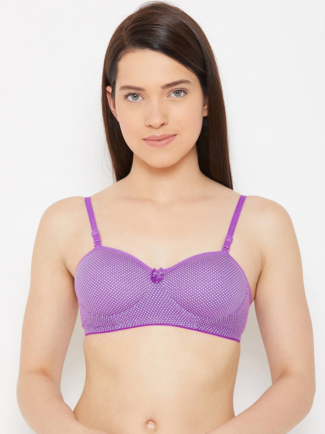 

Lady Lyka Purple & White Printed Non-Wired Lightly Padded T-shirt Bra