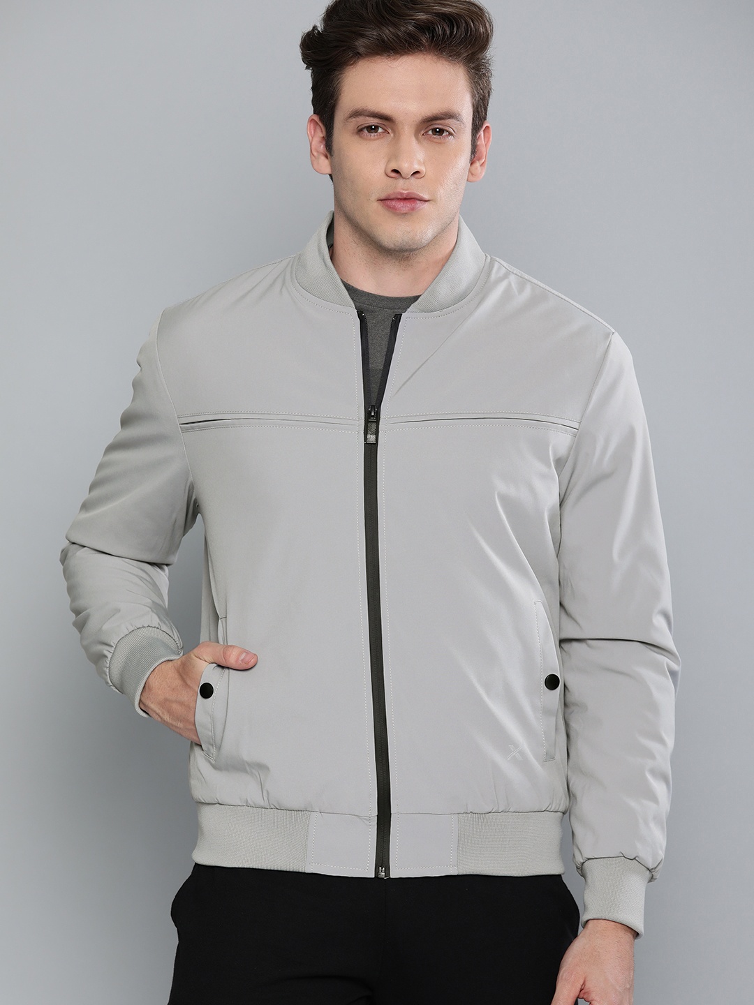 

HRX by Hrithik Roshan Men Grey Active Solid Padded Jacket