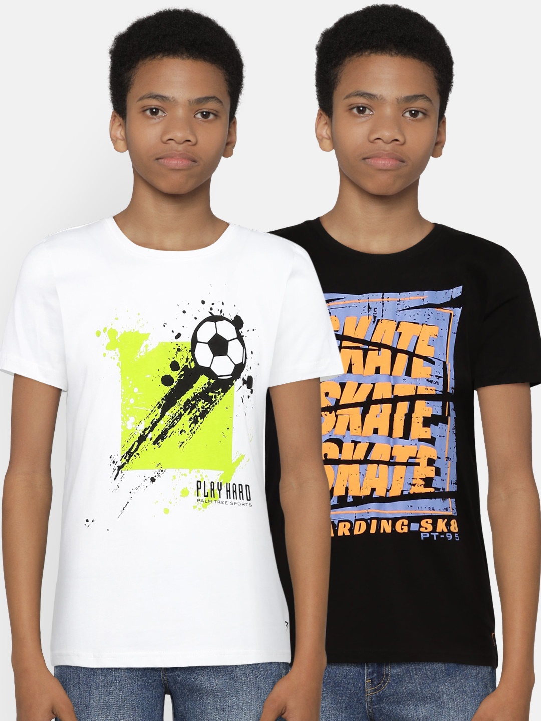 

Palm Tree Boys Pack of 2 Printed T-Shirts, White