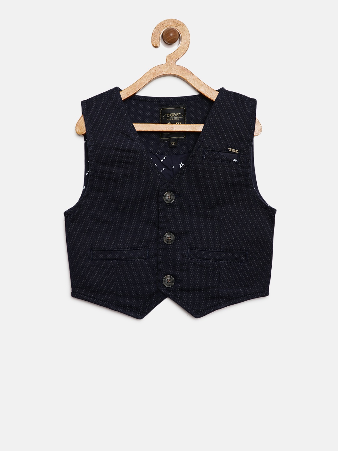 

Gini And Jony Boys Navy Blue Printed Waistcoat