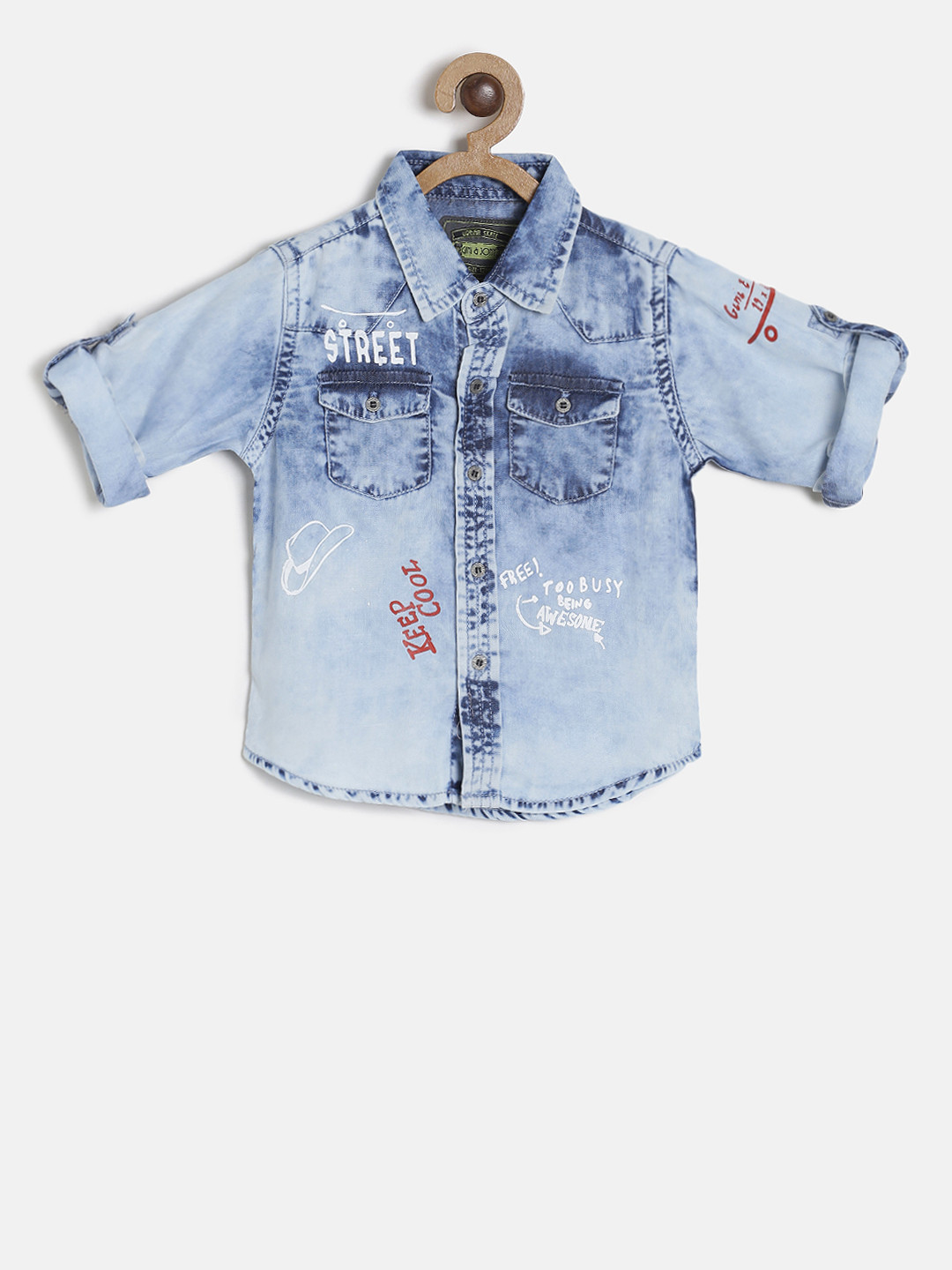 

Gini and Jony Boys Blue Regular Fit Faded Casual Shirt