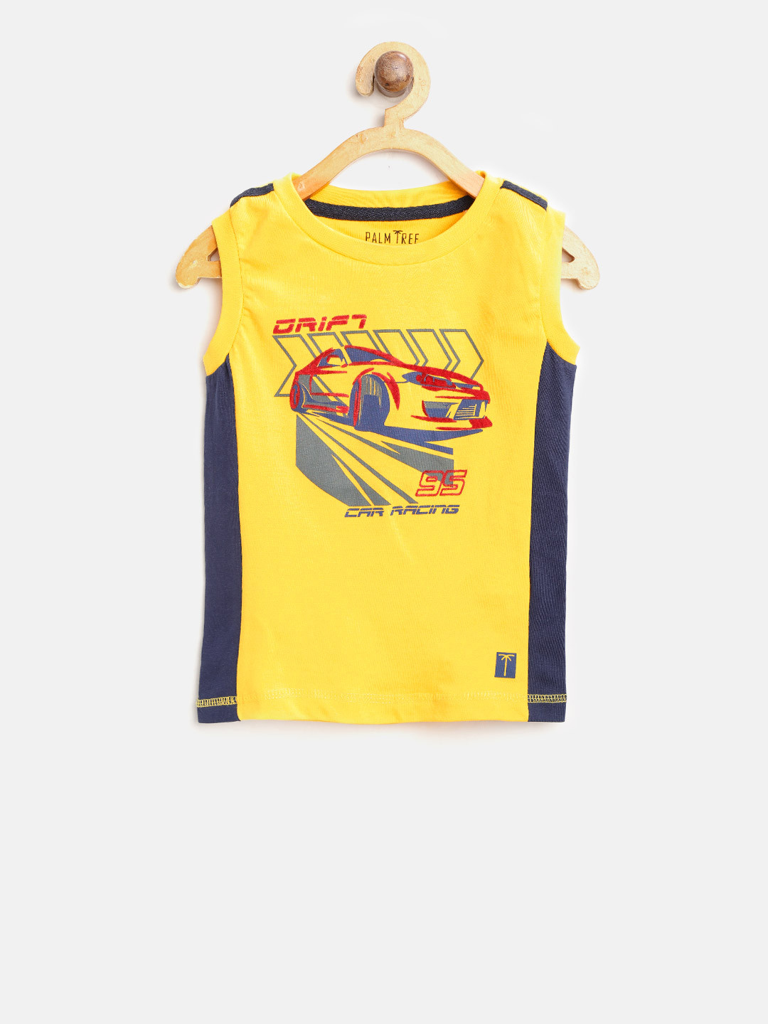 

Palm Tree Boys Yellow Printed Round Neck Sleeveless T-shirt