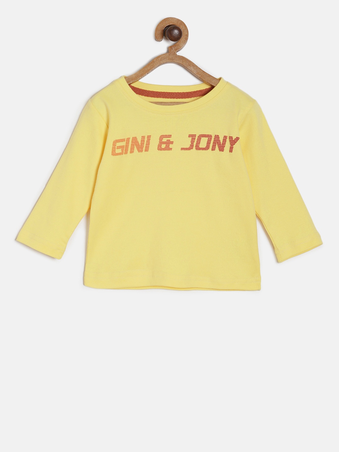 

Gini and Jony Boys Yellow Solid Round Neck Pure Cotton T-shirt