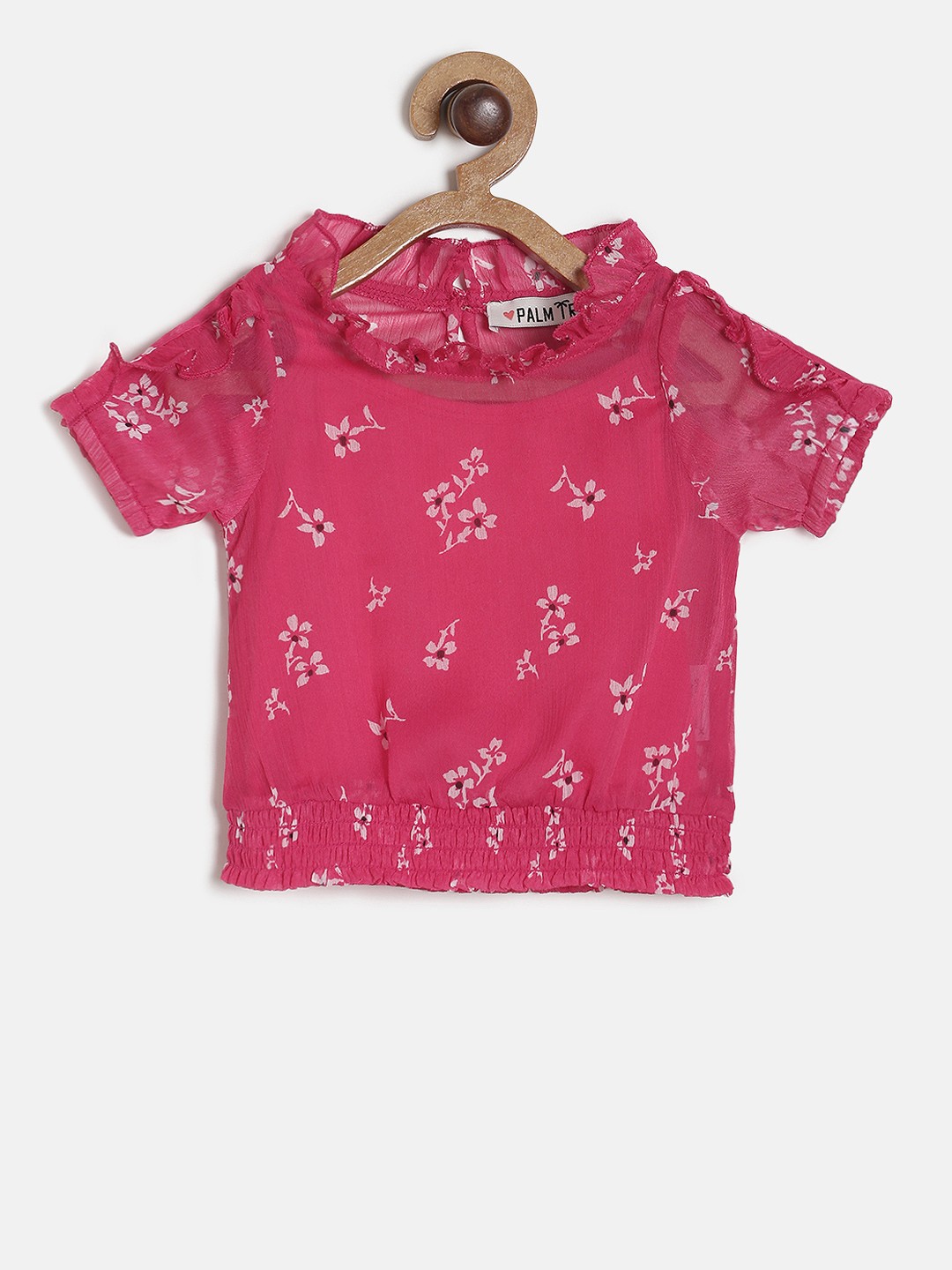 

Palm Tree Girls Pink Printed Top