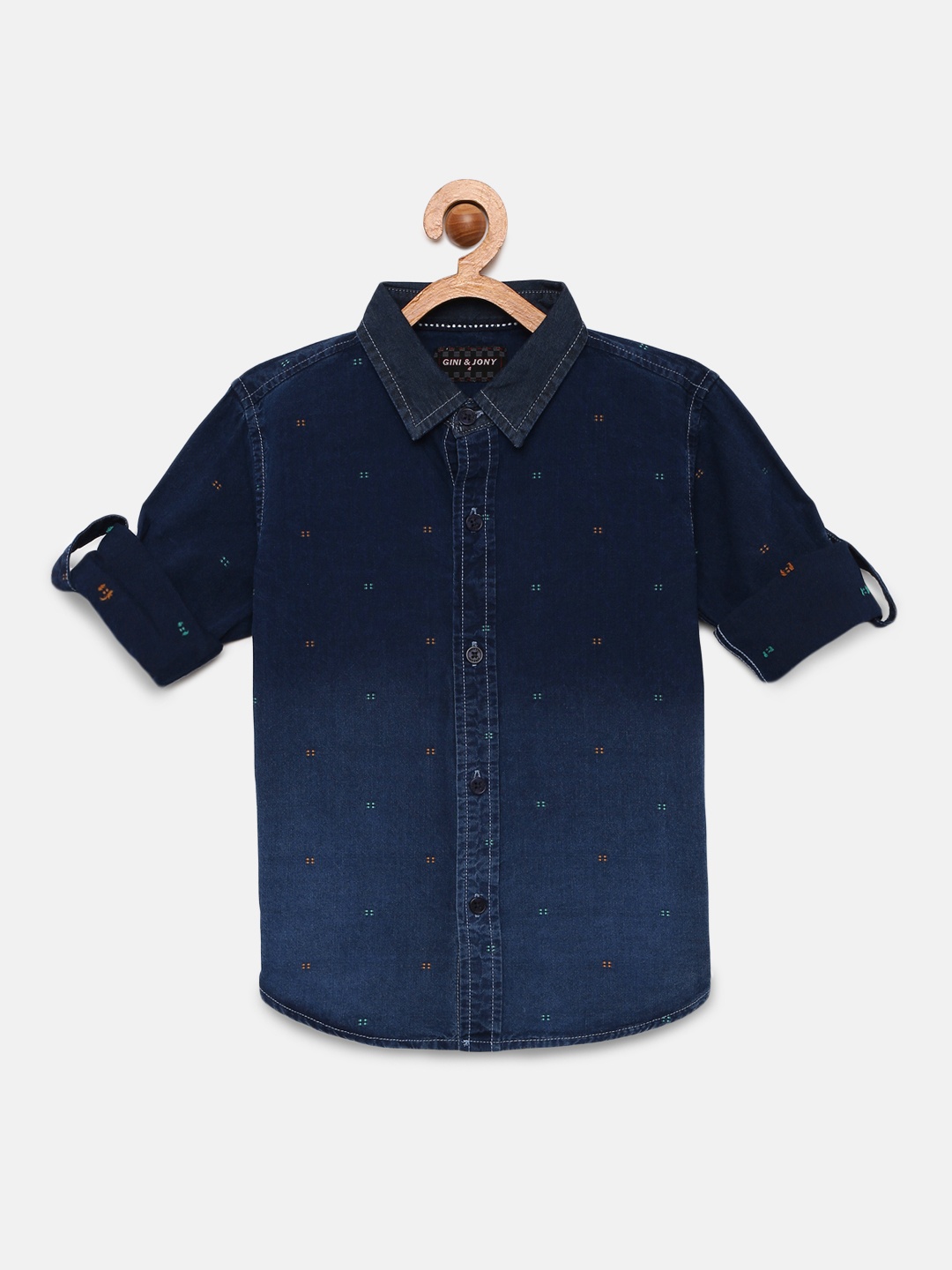 

Gini and Jony Boys Blue Regular Fit Printed Casual Shirt