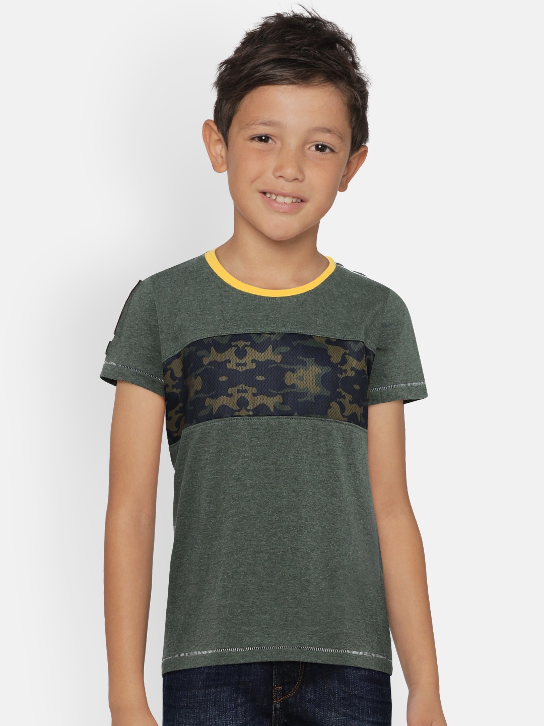 

Palm Tree Boys Green Printed Round Neck Pure Cotton T-shirt