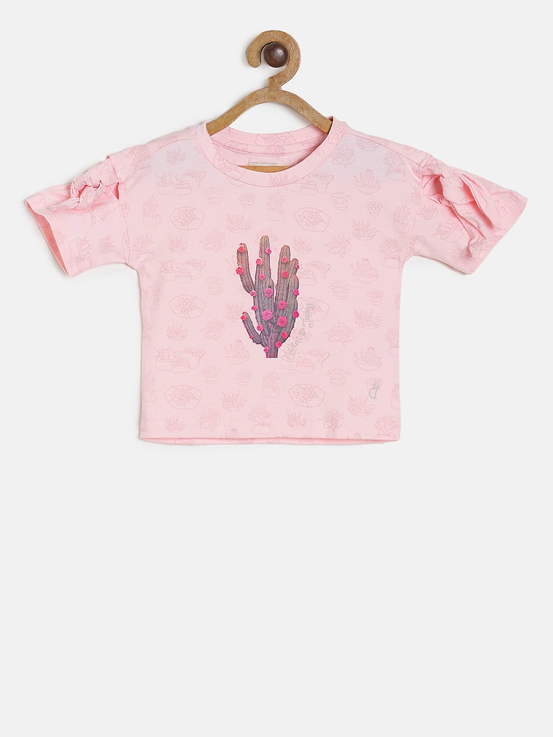 

Gini and Jony Girls Peach-Coloured Printed Top, Pink