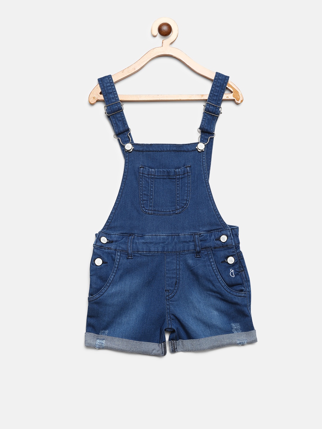 

Gini And Jony Girls Navy Blue Washed Denim Dungarees