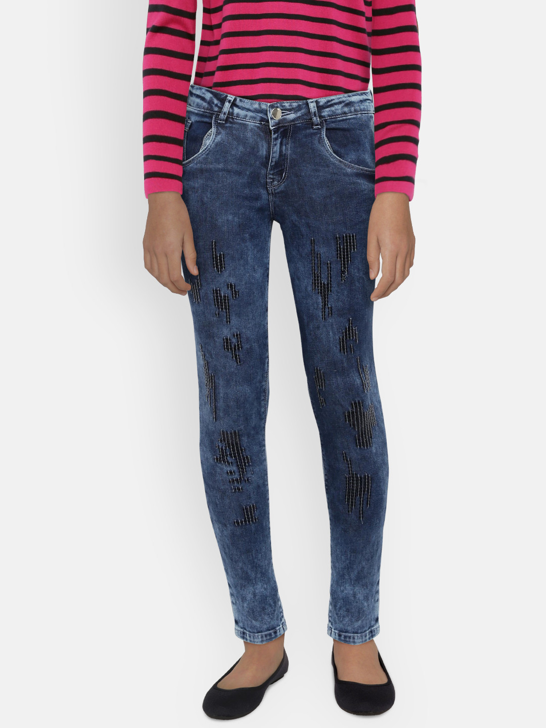 

Gini and Jony Girls Blue Slim Fit Mid-Rise Clean Look Stretchable Jeans