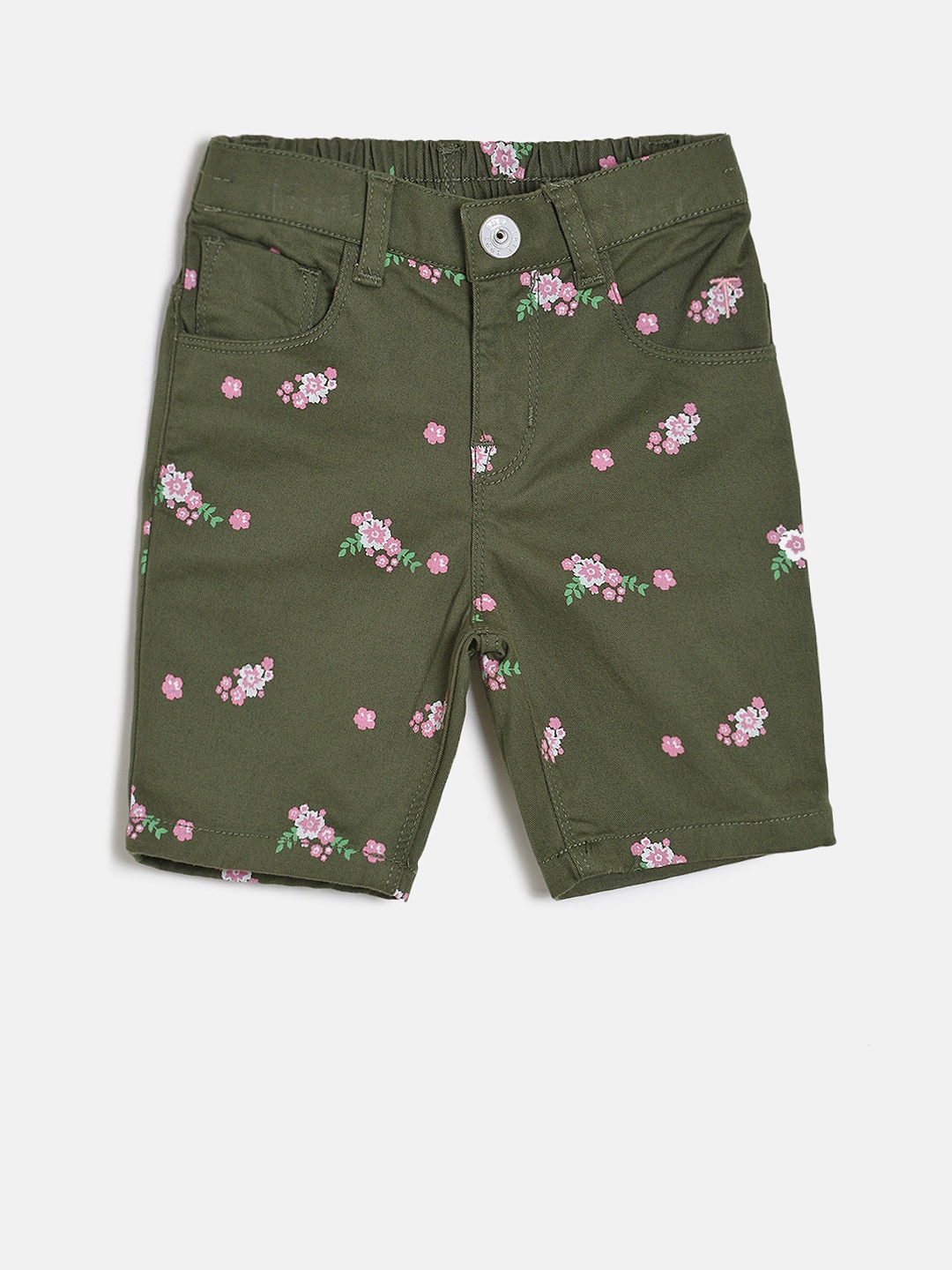 

Palm Tree Girls Green Printed Slim Fit Shorts
