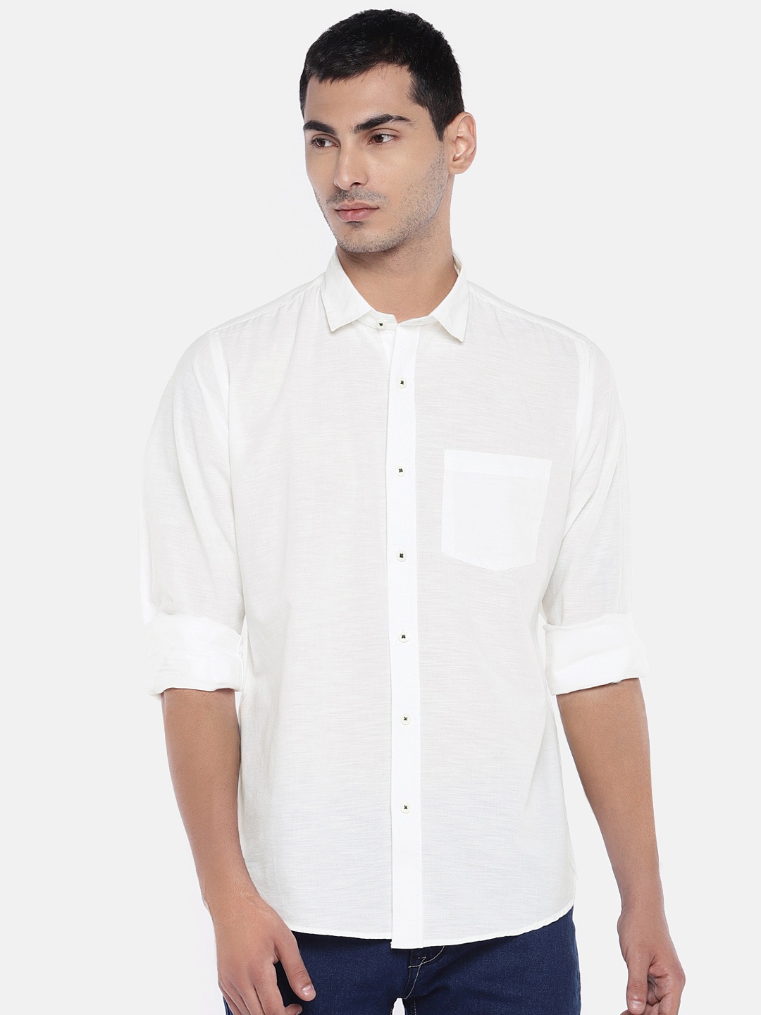 

EVOQ Men White Regular Fit Solid Casual Shirt