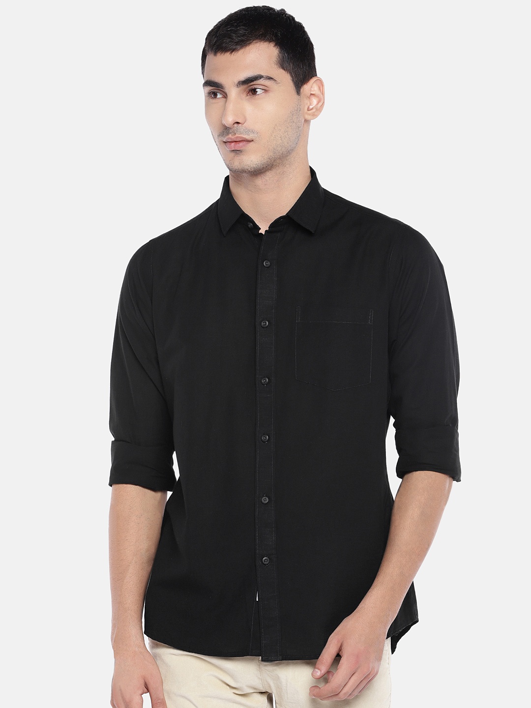 

EVOQ Men Black Regular Fit Solid Casual Shirt