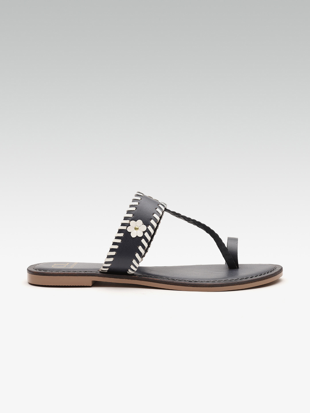 

Carlton London Women Navy Blue & White Leather Applique One Toe Flats