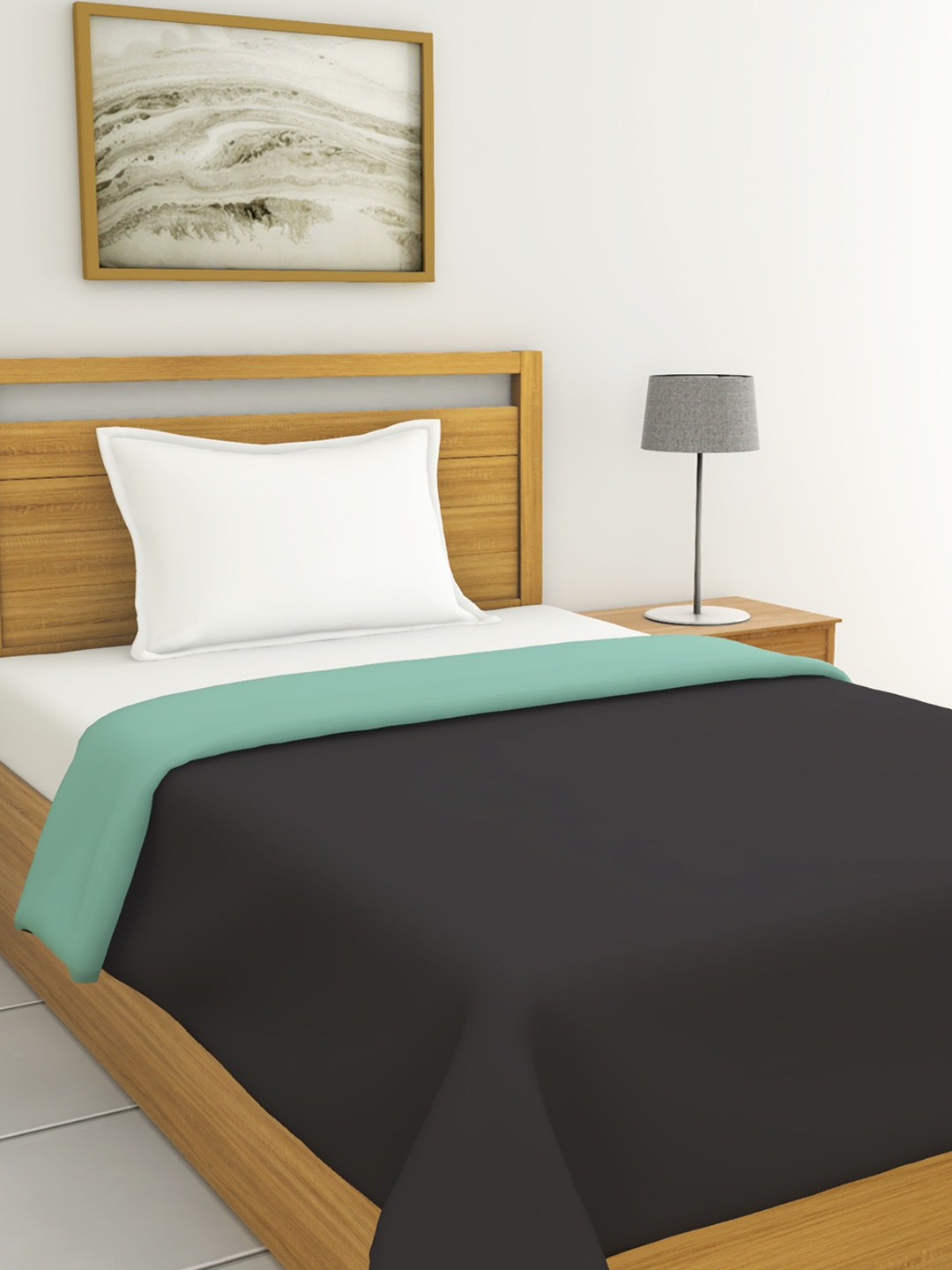 

BIANCA Black & Green Solid AC Room 300 GSM Single Bed Comforter