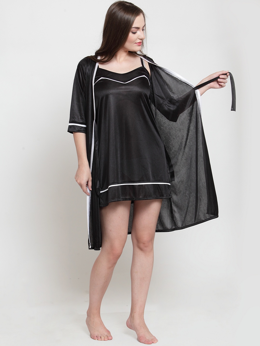 

Claura Black Solid Nightdress ST-53