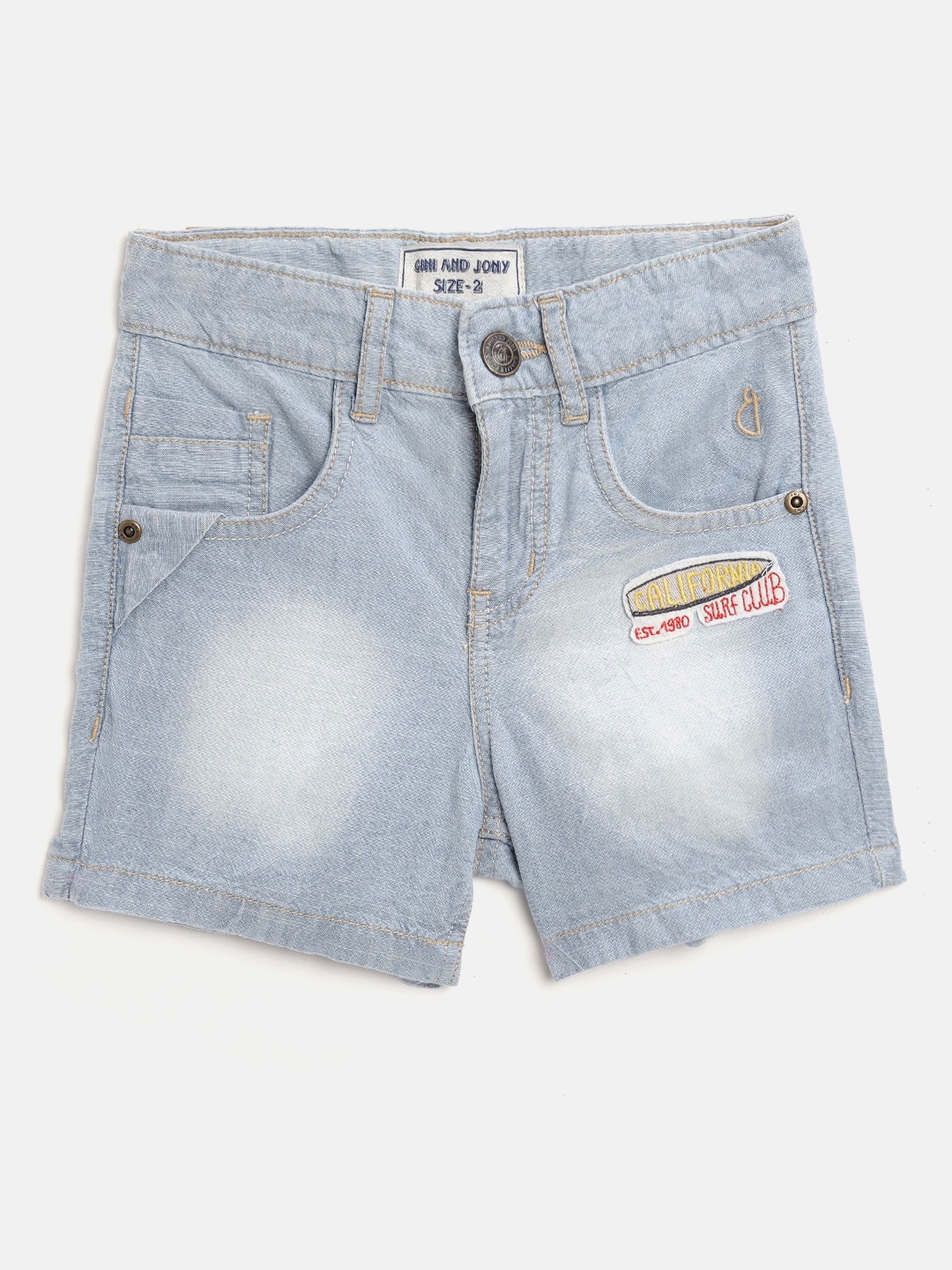 

Gini and Jony Boys Blue Washed Regular Fit Chambray Shorts