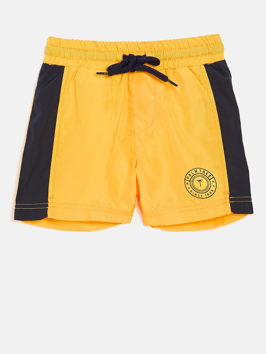 

Palm Tree Boys Yellow & Navy Blue Colourblocked Regular Fit Shorts