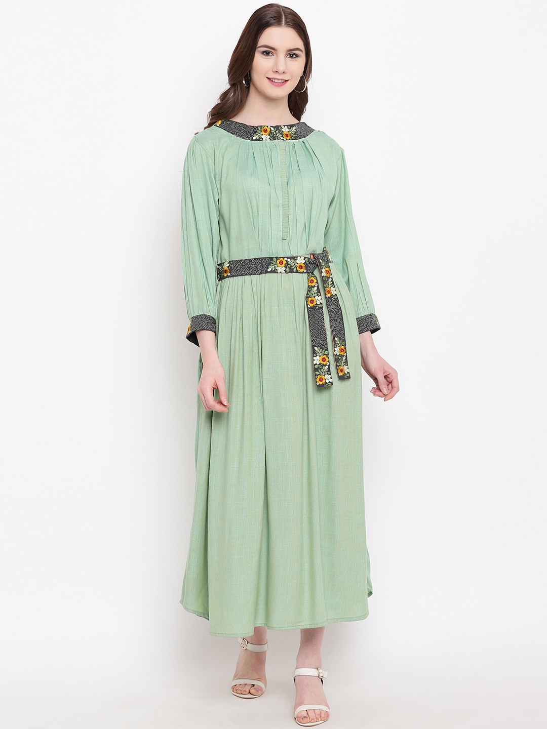

Kvsfab Women Green Solid A-Line Dress