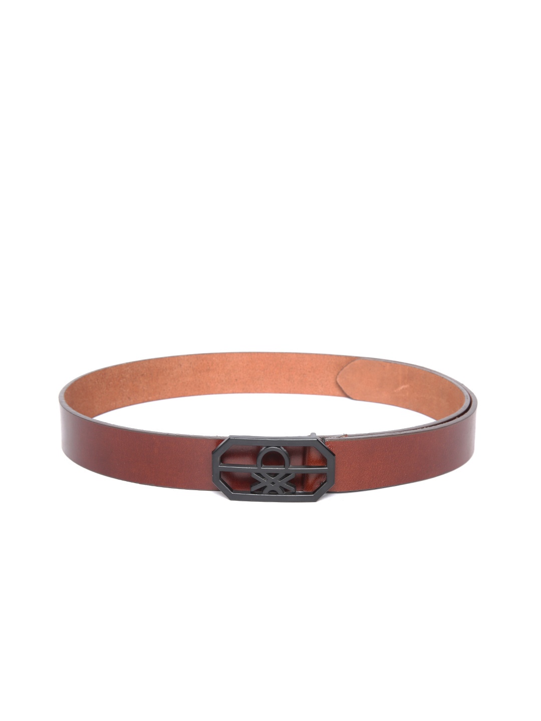 United Colors of Benetton Men Brown Leather Solid Belt