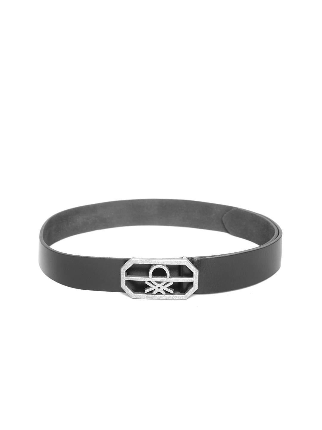 

United Colors of Benetton Men Black Solid Leather Belt