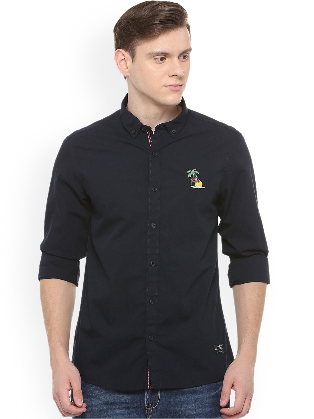 

People Men Blue Regular Fit Printed Casual Shirt