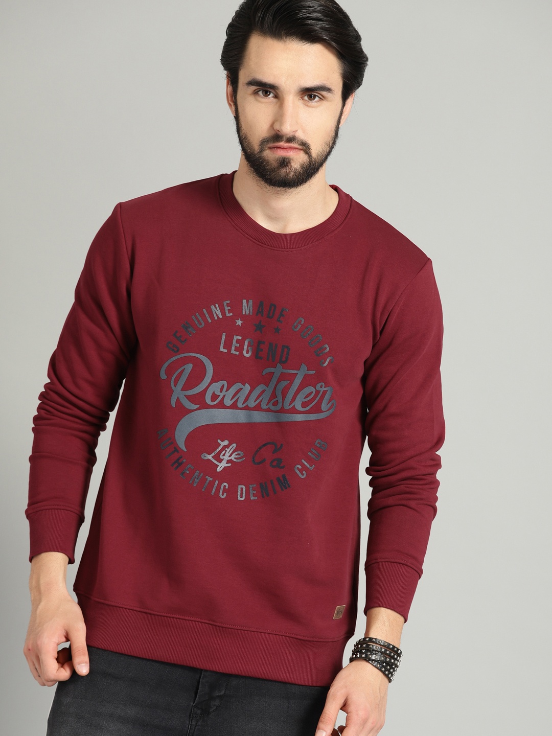 

The Roadster Lifestyle Co Men Red Printed Sweatshirt