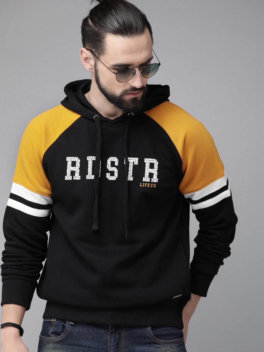 

The Roadster Lifestyle Co Men Black Printed Hooded Sweatshirt