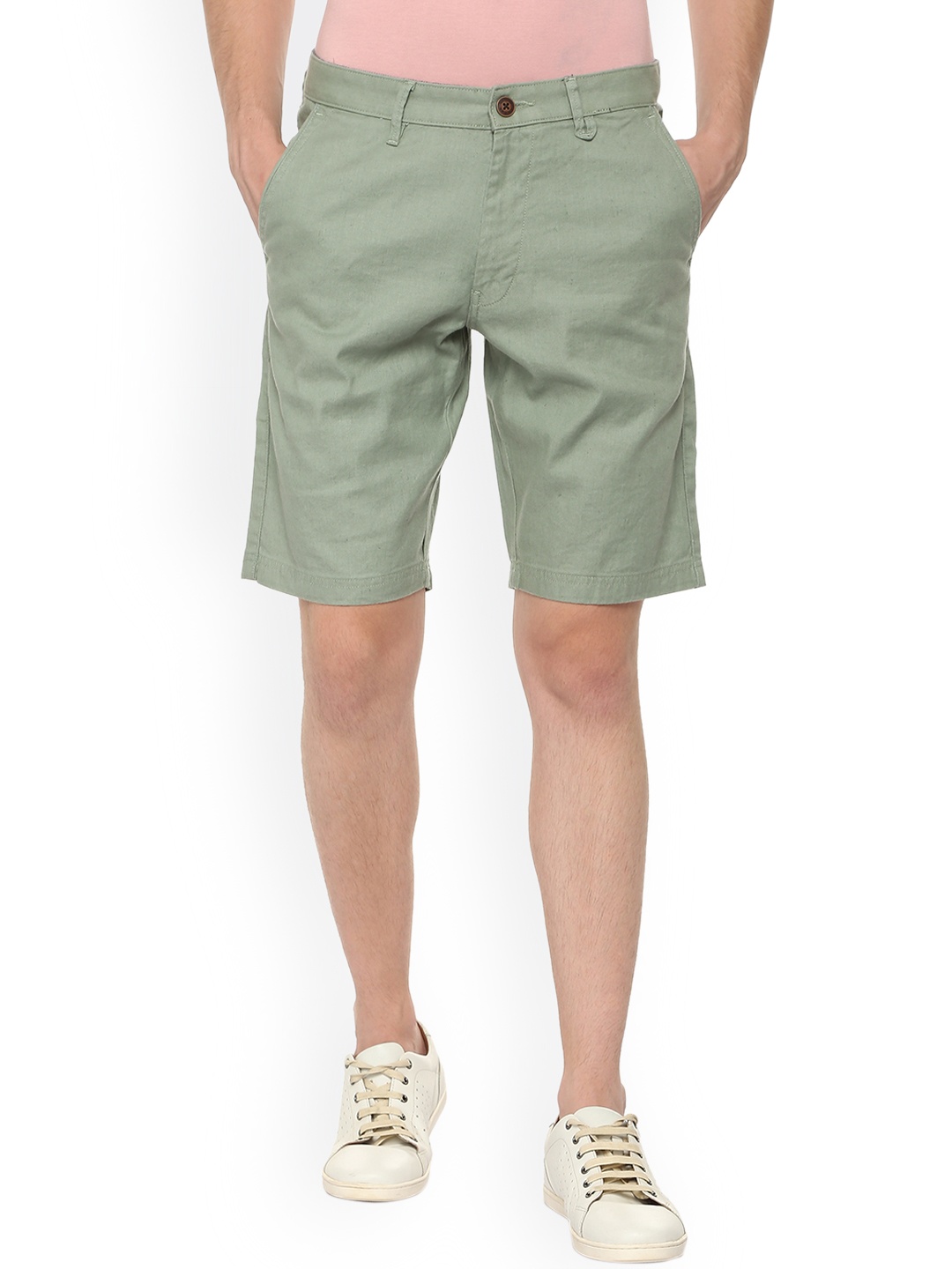 

Van Heusen Sport Men Olive Green Solid Regular Shorts